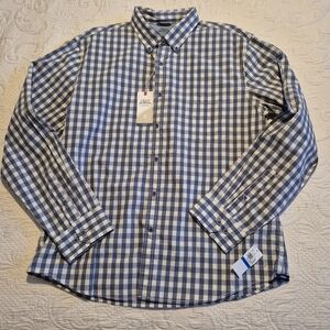 IZOD Salt water men's slim fit XL Blue and white gingham check print NWT